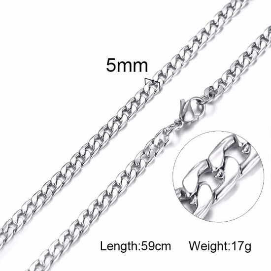 Solid Necklace Curb Chains Link Men Choker Stainless Steel Male Female Accessories Fashion