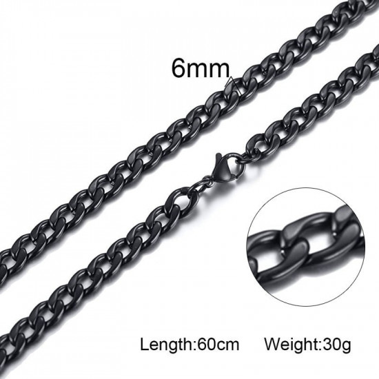 Solid Necklace Curb Chains Link Men Choker Stainless Steel Male Female Accessories Fashion