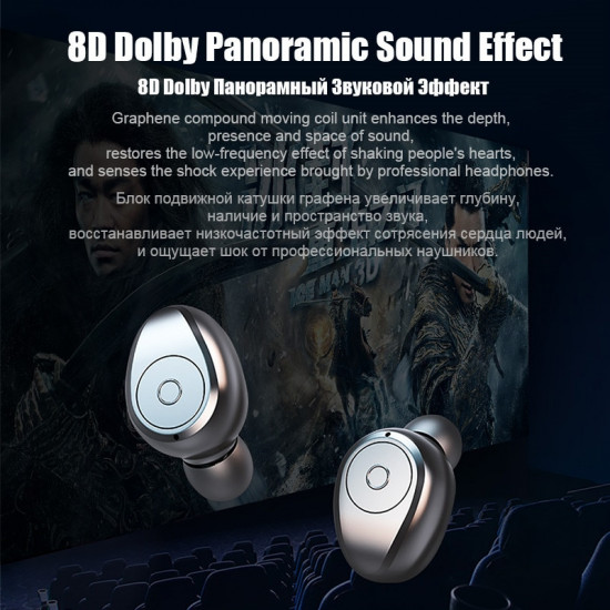 Wireless Earphone Bluetooth 5.0 LED Display F9 TWS  8D Stereo Headset 