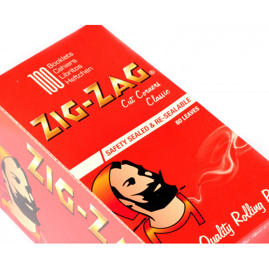 ZIG ZAG Red Cut Corners Rolling cigarette paper x 100 booklets 