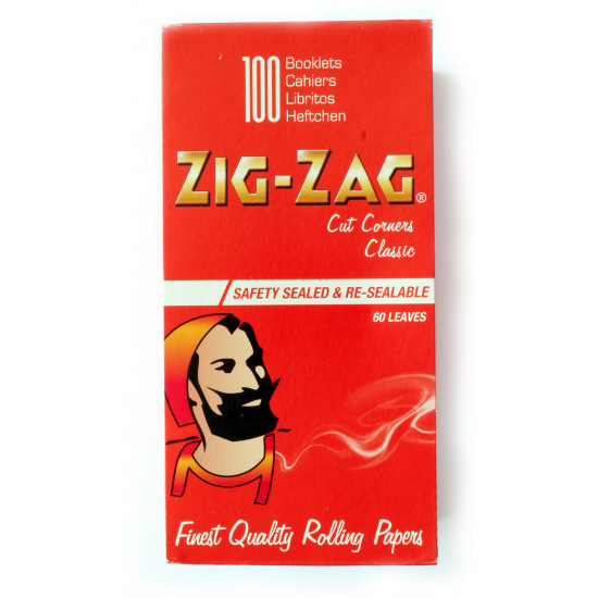 ZIG ZAG Red Cut Corners Rolling cigarette paper x 100 booklets 