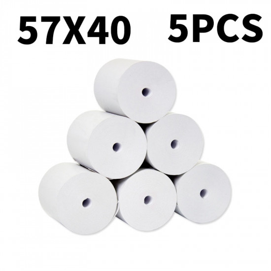 thermal paper 57 x 40 mm no core free 5 rolls super long mobile bluetooth cash register paper roll