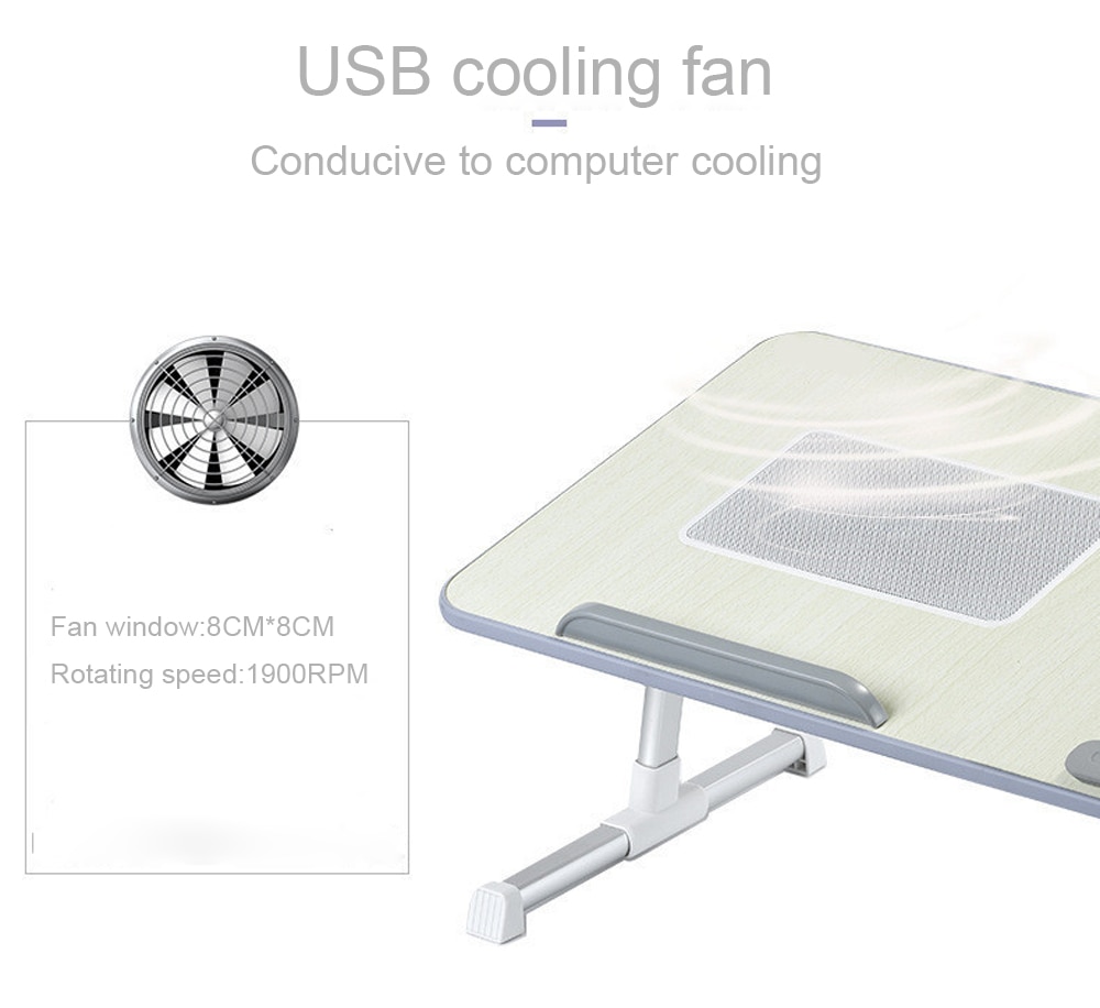 带冷却风扇的可调节笔记本电脑桌可折叠笔记本电脑笔记本电脑站立床台式桌子家用学习桌电脑桌52x30cm-1005001388651846